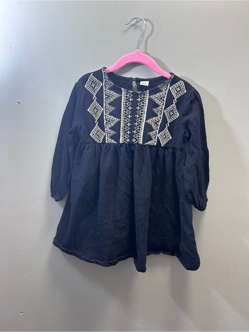 Old Navy Navy Blue Girls' Embroidered Long-Sleeve Tunic